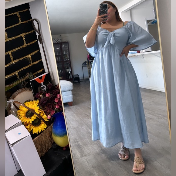 SOLD🤍FINAL Sale 🤍pretty GARDEN casual short sleeve neck ruffle flowy dress 🌷 - Picture 7 of 16